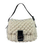 Fendi Vintage Leather Trim Knitted Wool Mamma Baguette