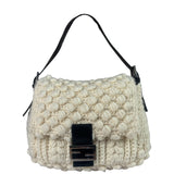 Fendi Vintage Leather Trim Knitted Wool Mamma Baguette