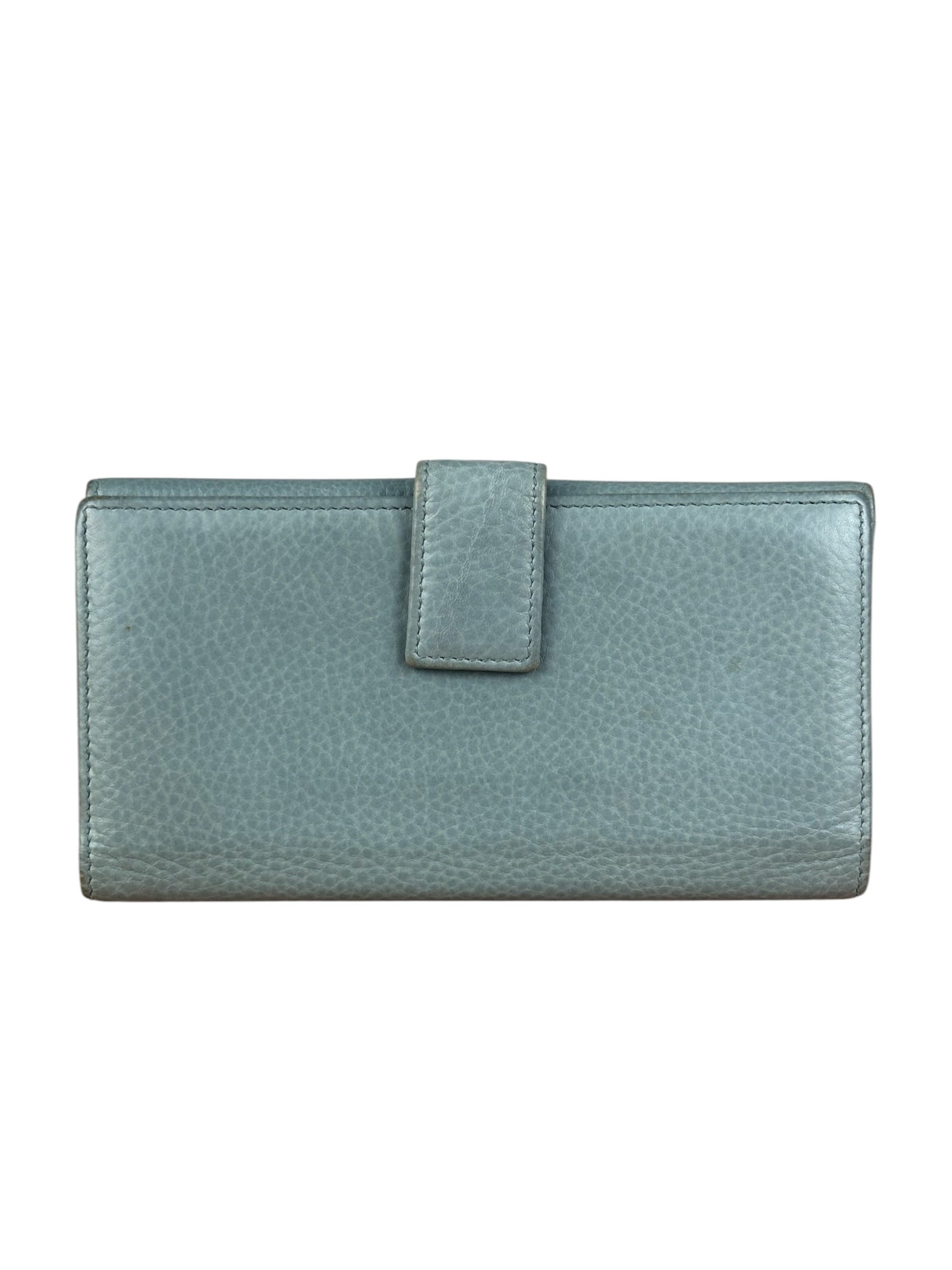 Gucci Light Blue GG Embellished Leather Long Wallet