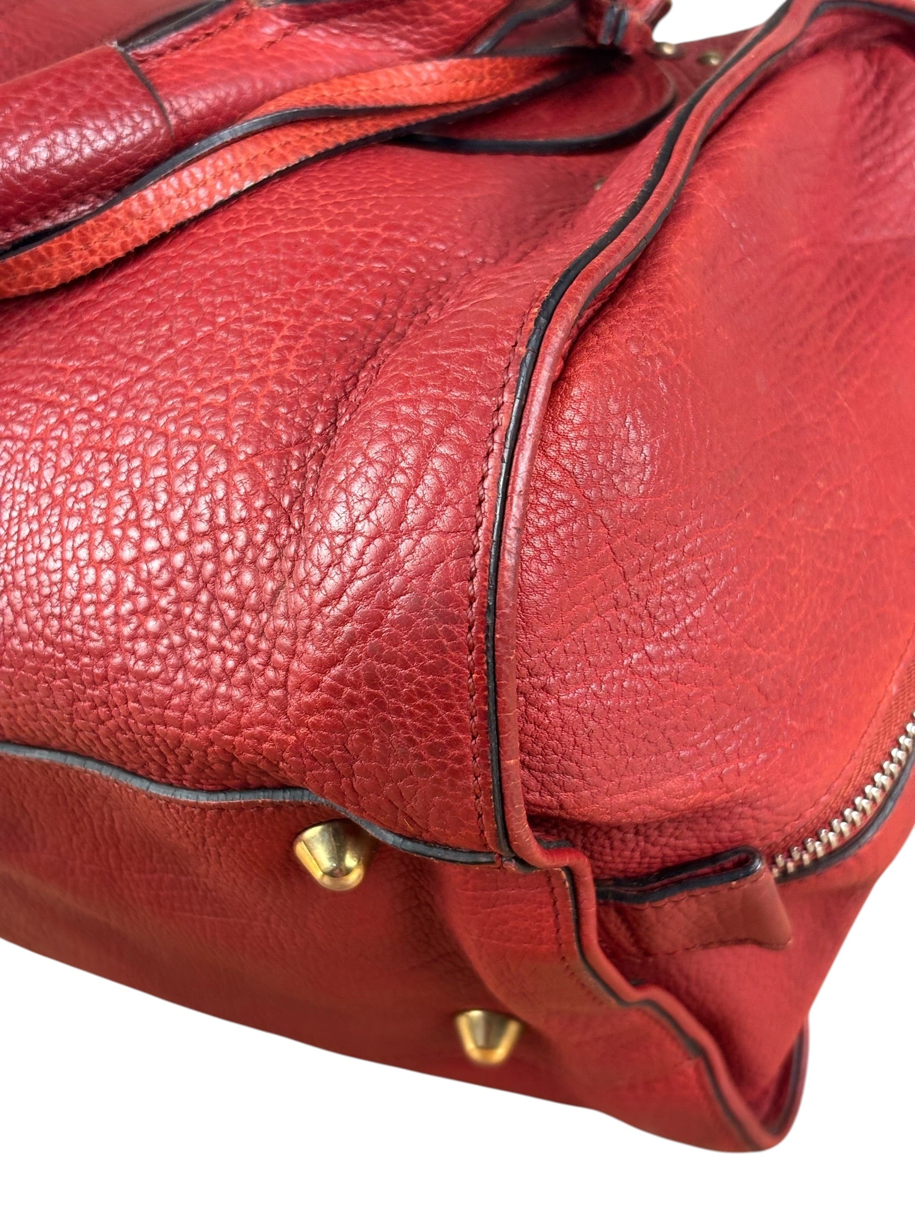 Chloe Red Leather Paddington Medium Satchel Two-Way Bag