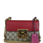 Gucci Padlock Medium Leather Chain Shoulder Bag Beige/Red/Pink