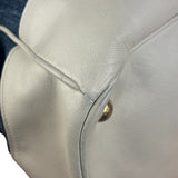 Prada Denim White Leather Trim Saffiano Handbag
