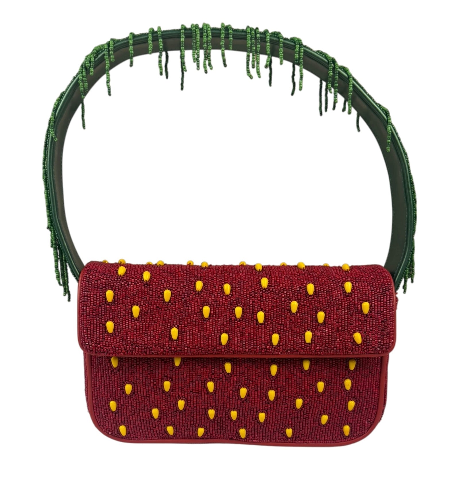 STAUD Strawberry Red Tommy Beaded Bag
