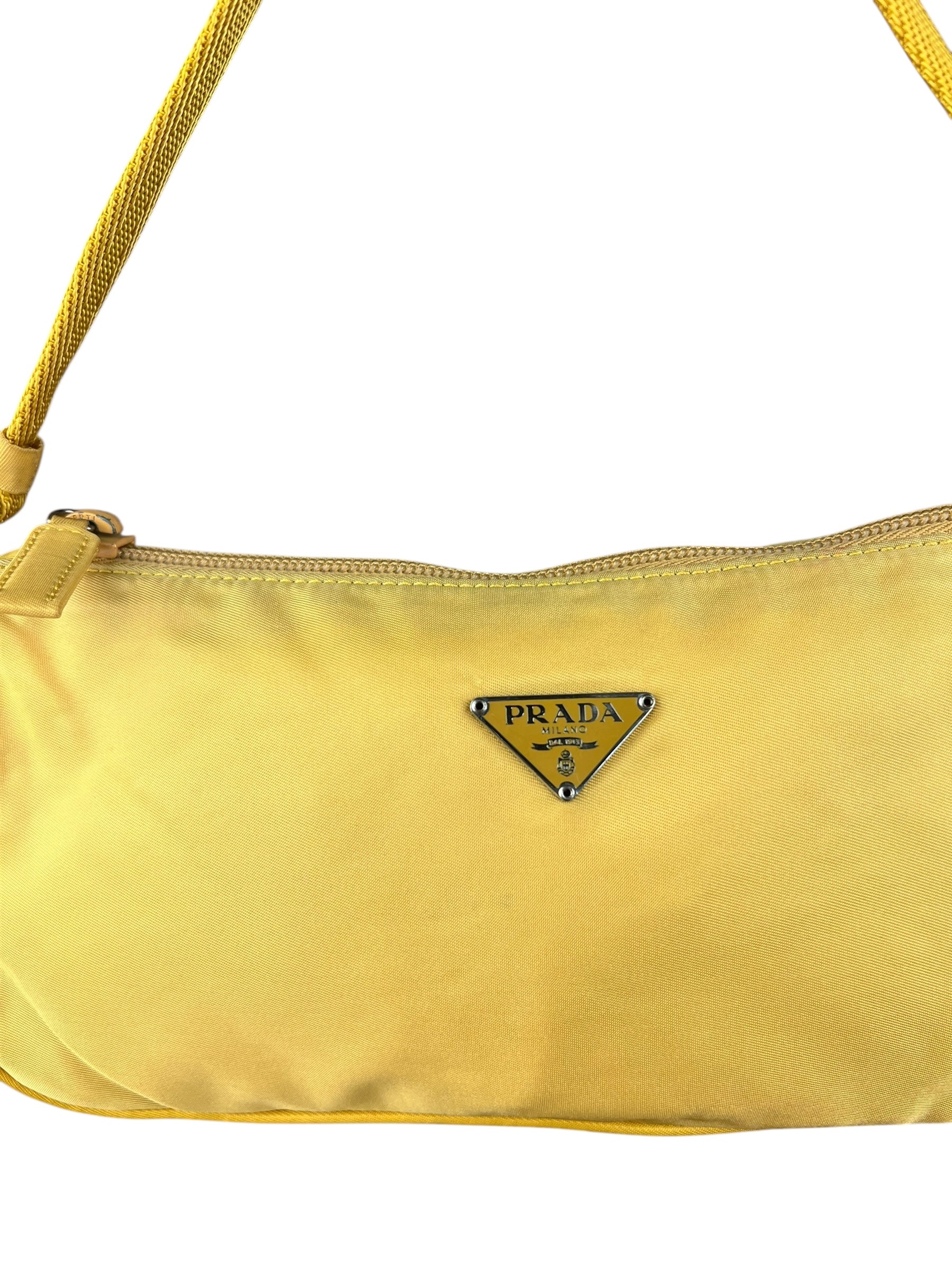 Prada Vintage Nylon Yellow Pochette