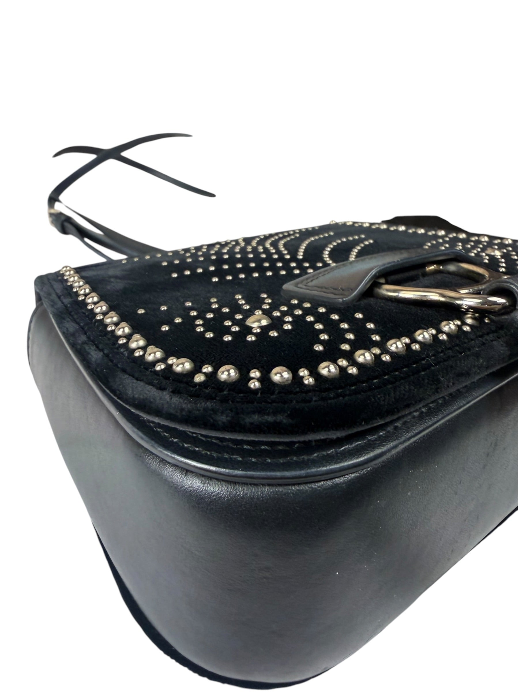 Miu Miu Dahlia Studded Black Velour Two-way Bag
