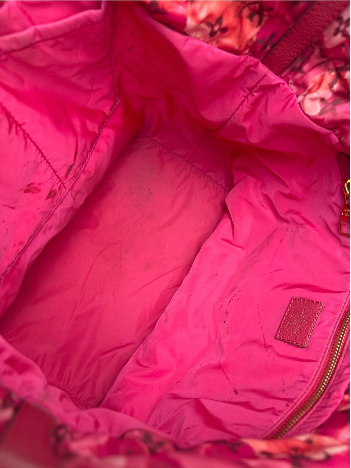 Louis Vuitton Pink Leather Trim Floral Ikat Noefull PM