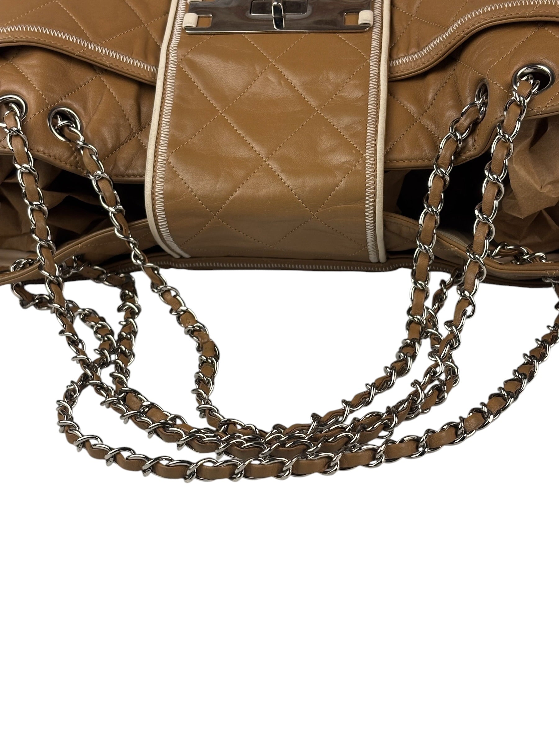Chanel Camel Quilted Lambskin East-West Large Chain Tote 2008
