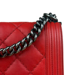 Chanel Red Leather Boy Flap Shoulder Bag -2013