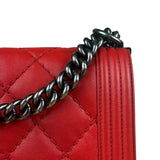 Chanel Red Leather Boy Flap Shoulder Bag -2013