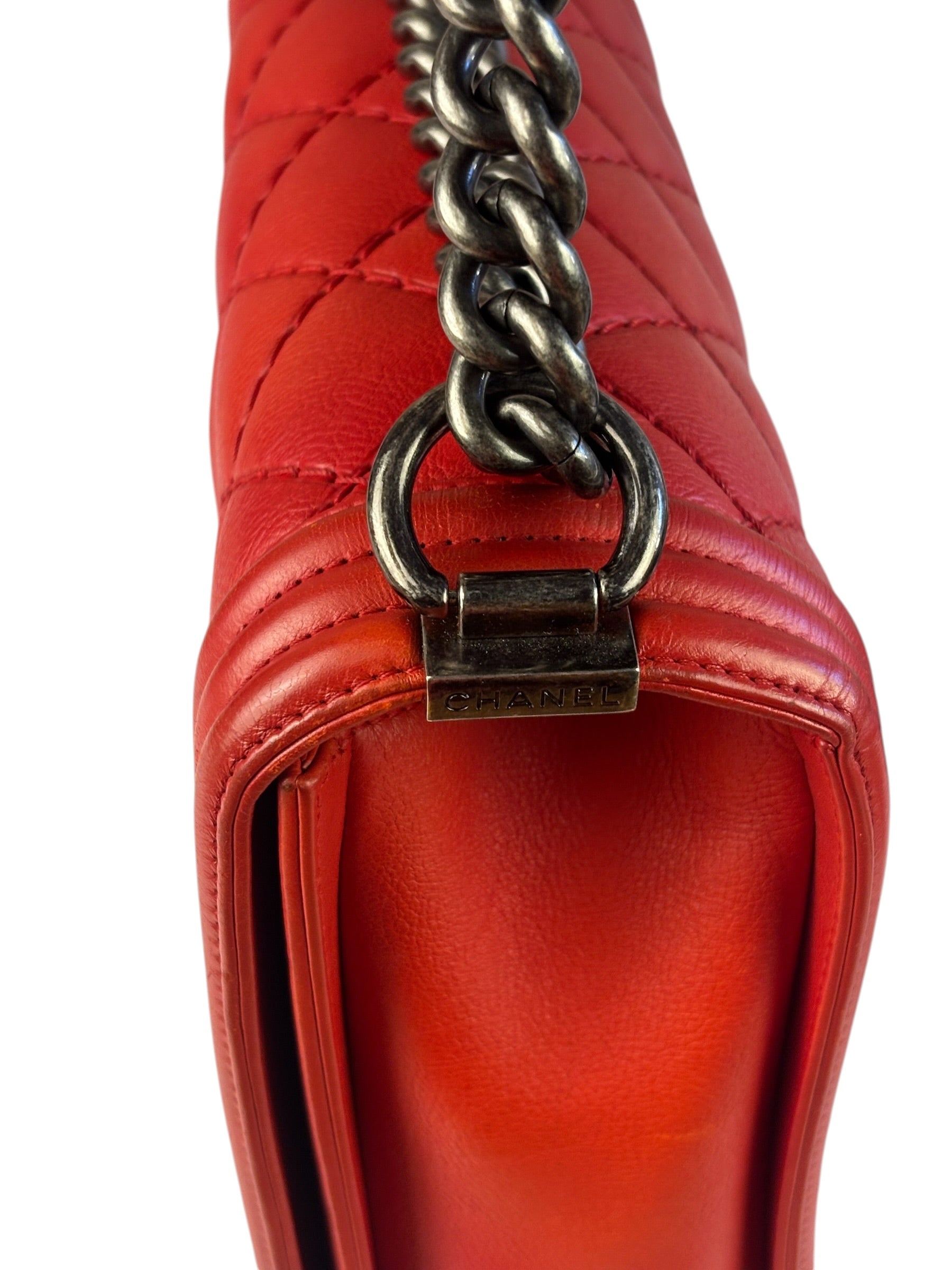 Chanel Red Quilted Leather Boy Flap Bag 2010