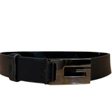 Gucci Black Leather G Buckle Belt