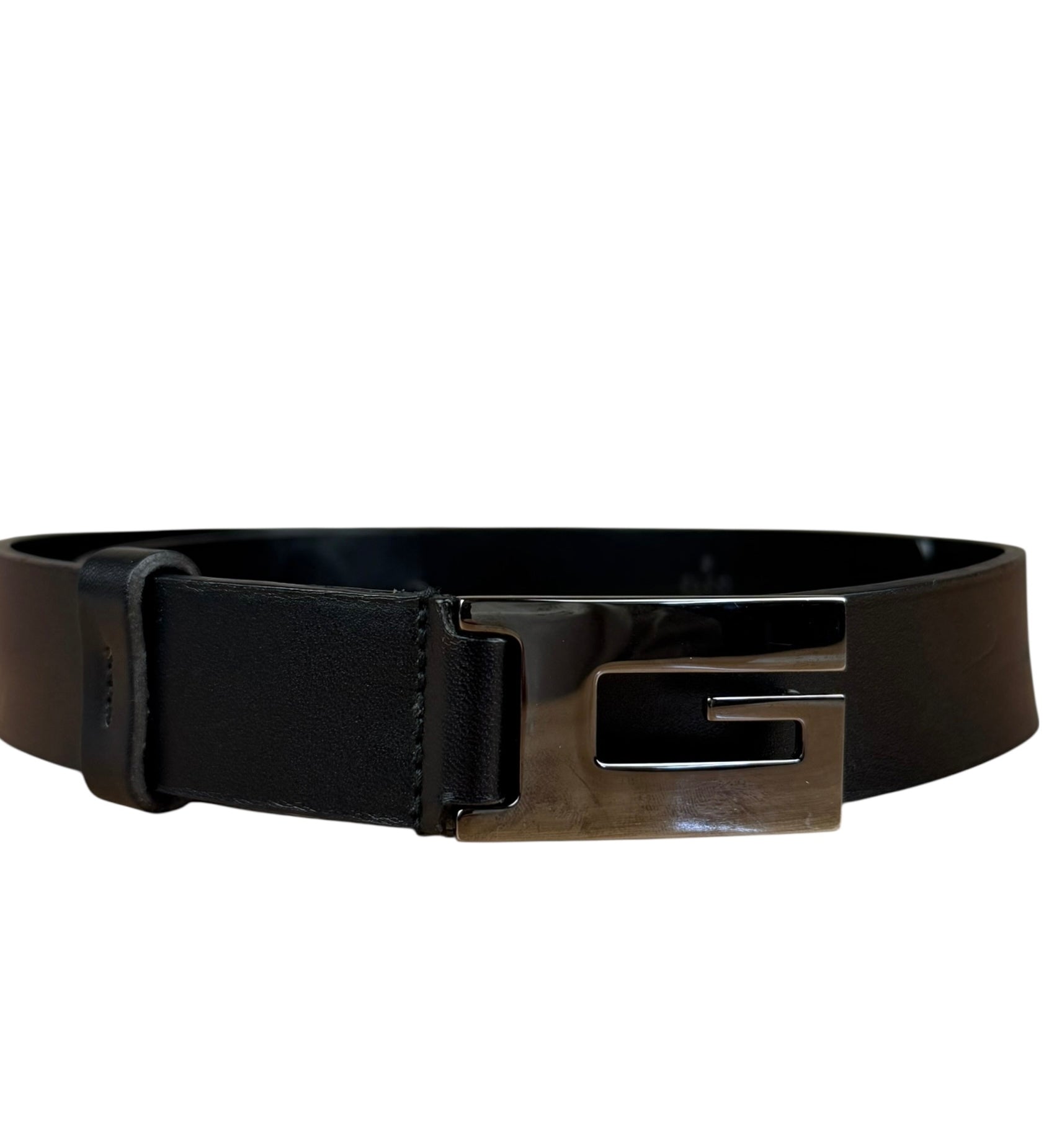 Gucci Black Leather G Buckle Belt