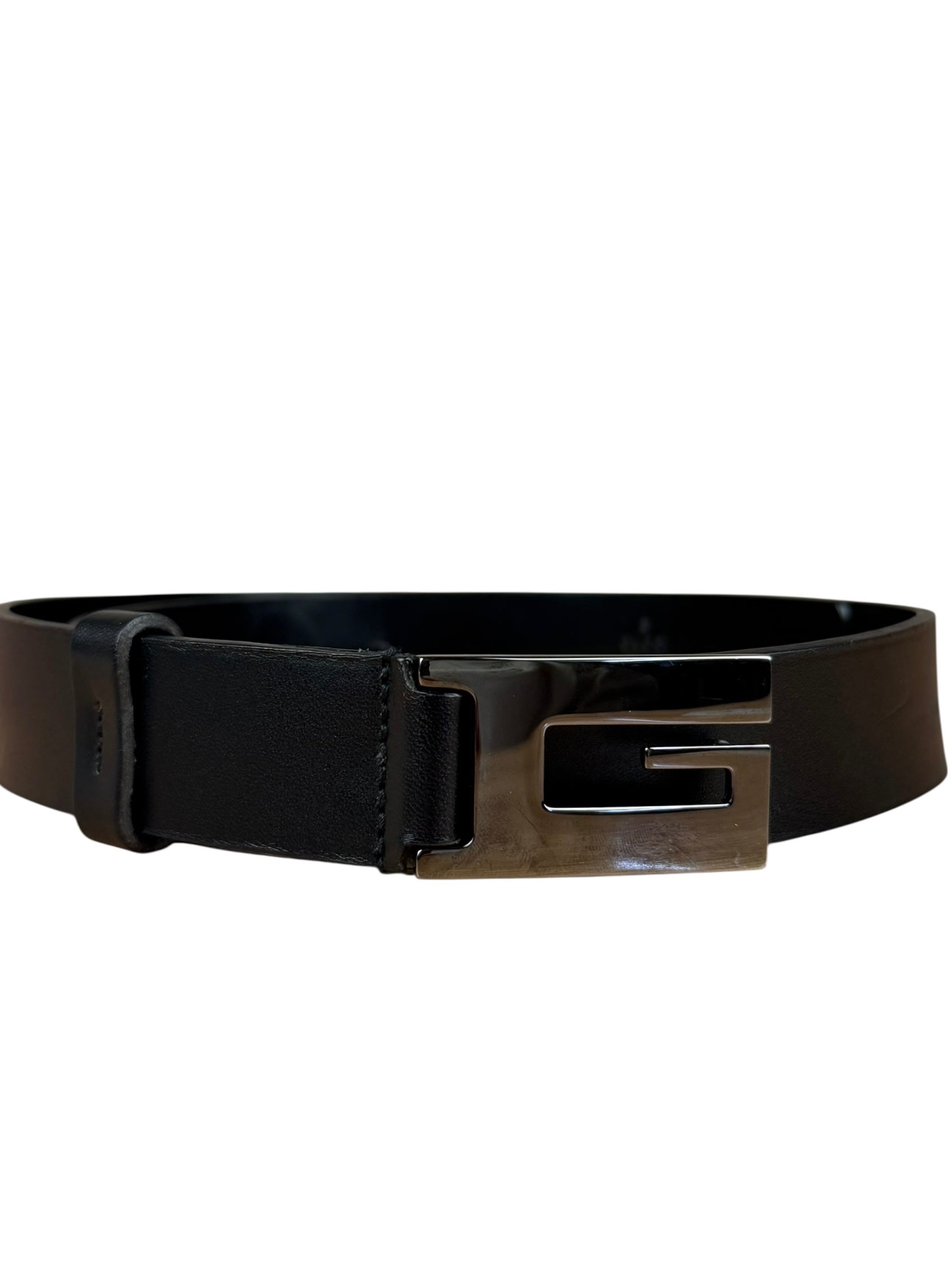 Gucci Black Leather G Buckle Belt