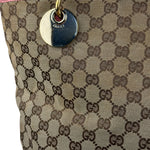 Gucci GG Pink Leather Canvas Eclipse Tote Bag
