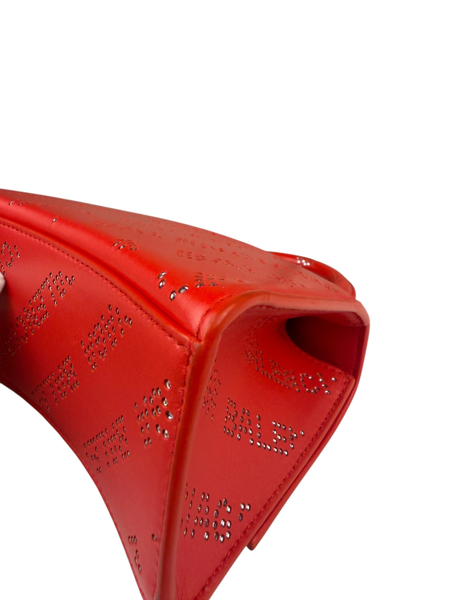 Balenciaga Red Leather Hourglass XS Rhinestones Two-Way Bag