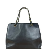 Chanel Black Leather Front Pocket Chain Tote 1998