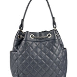 Chanel Navy Blue Leather Drawstring Bucket Two-Way Bag 2018