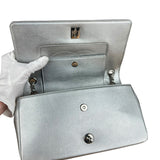 Chanel 2017 Mademoiselle Silver Chevron Single Flap