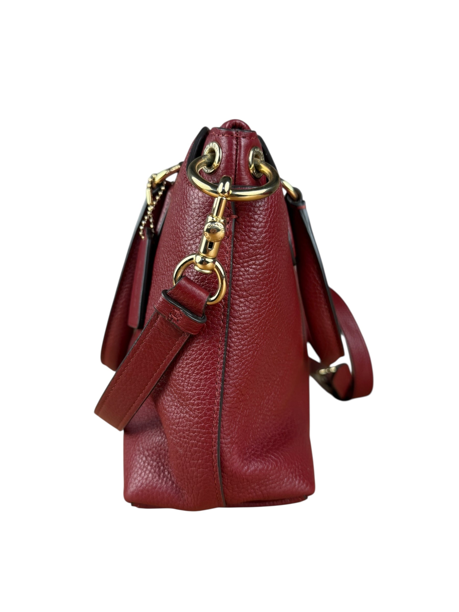 Coach Maroon Pebbled Leather Remi 2Way Bag