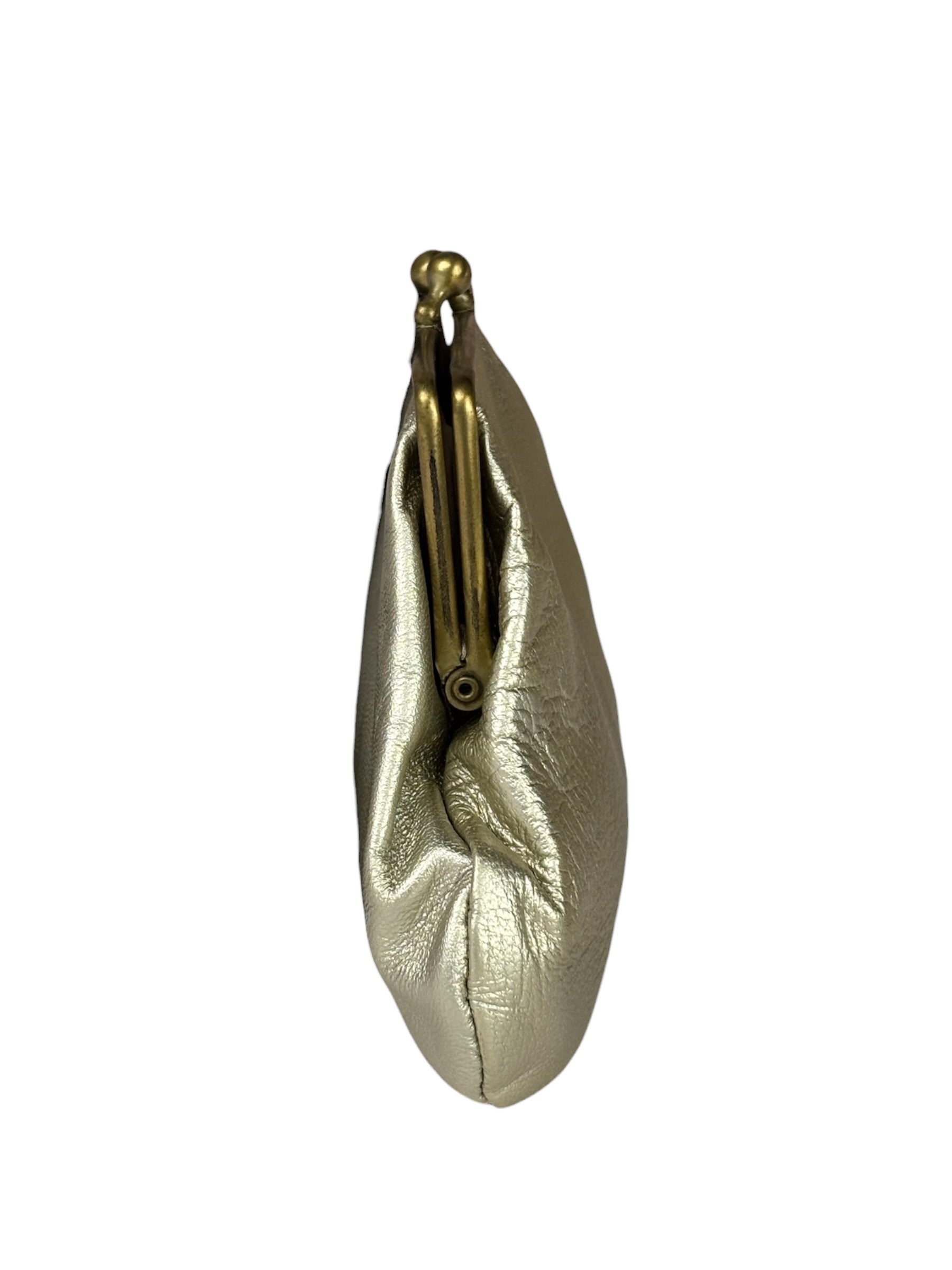 Chloe Metallic Gold Leather Frame Clutch