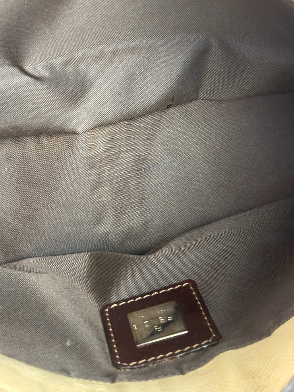 Fendi Cream Zucca Canvas Baguette Shoulder Bag
