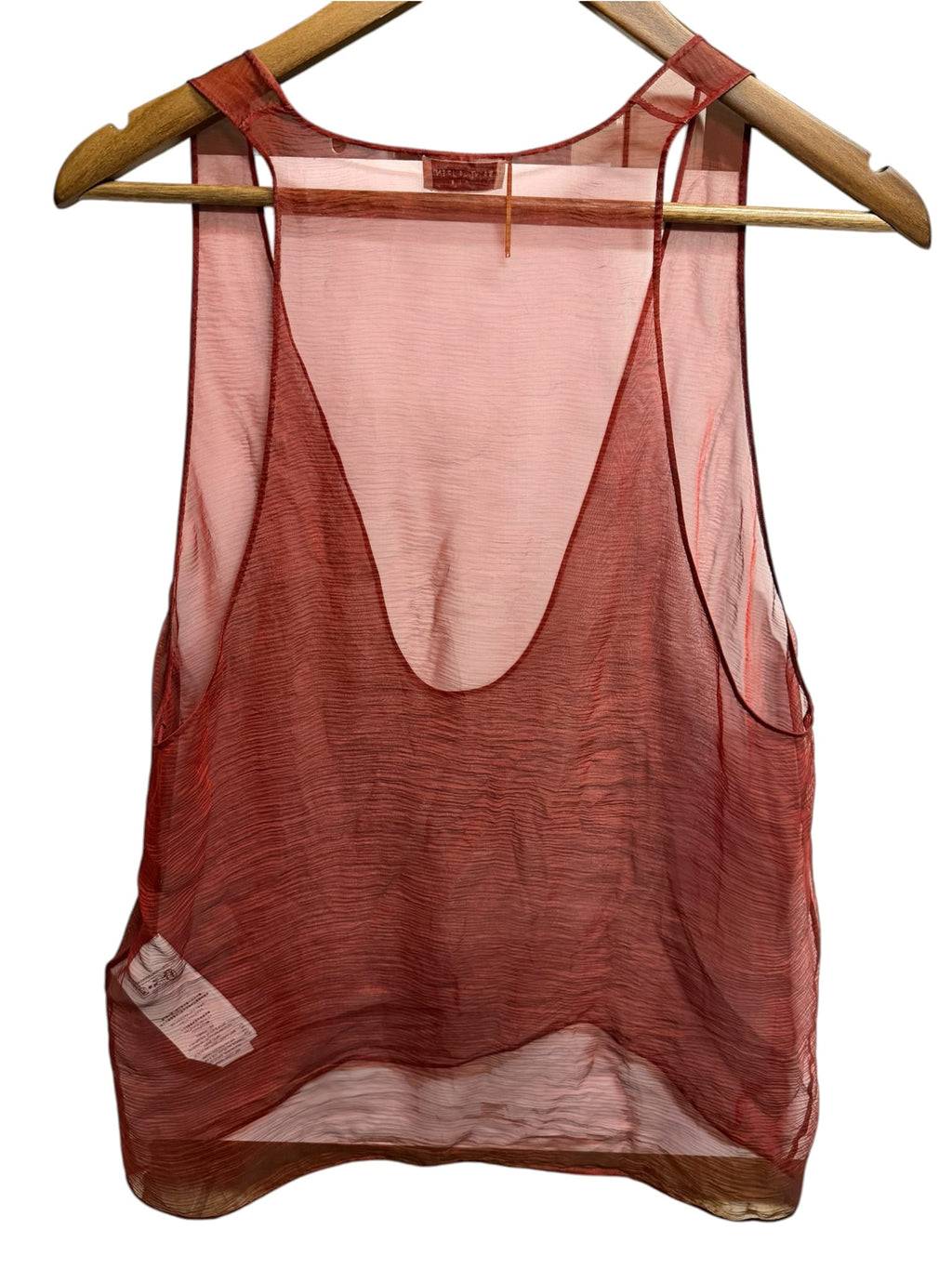 Saint Laurent Paris Red Sheer Silk Tank Top