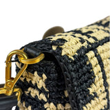 Fendi Black Raffia Zucca Shoulder Baguette