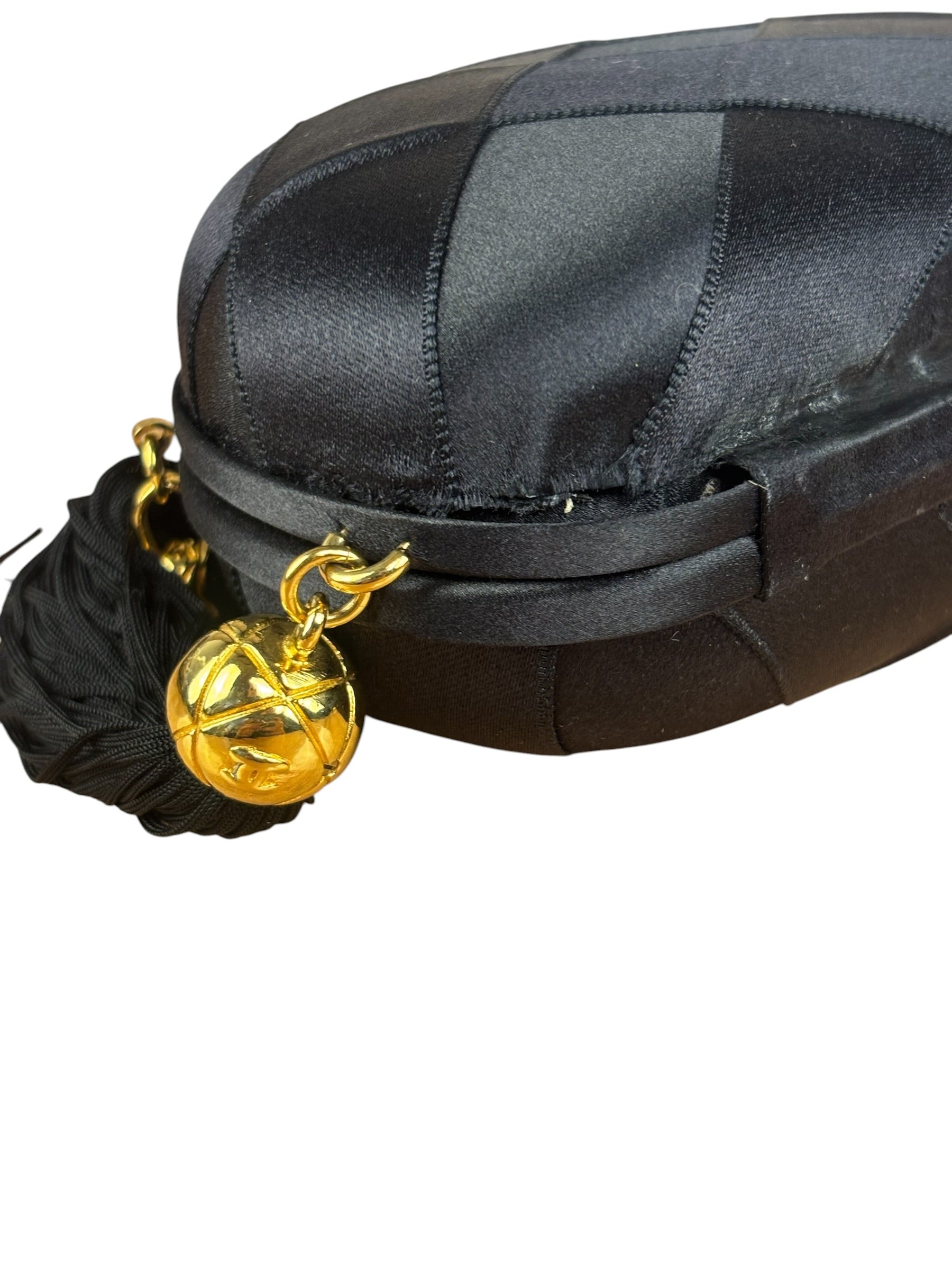 Chanel Black Satin Quilted Chain Clutch 2019