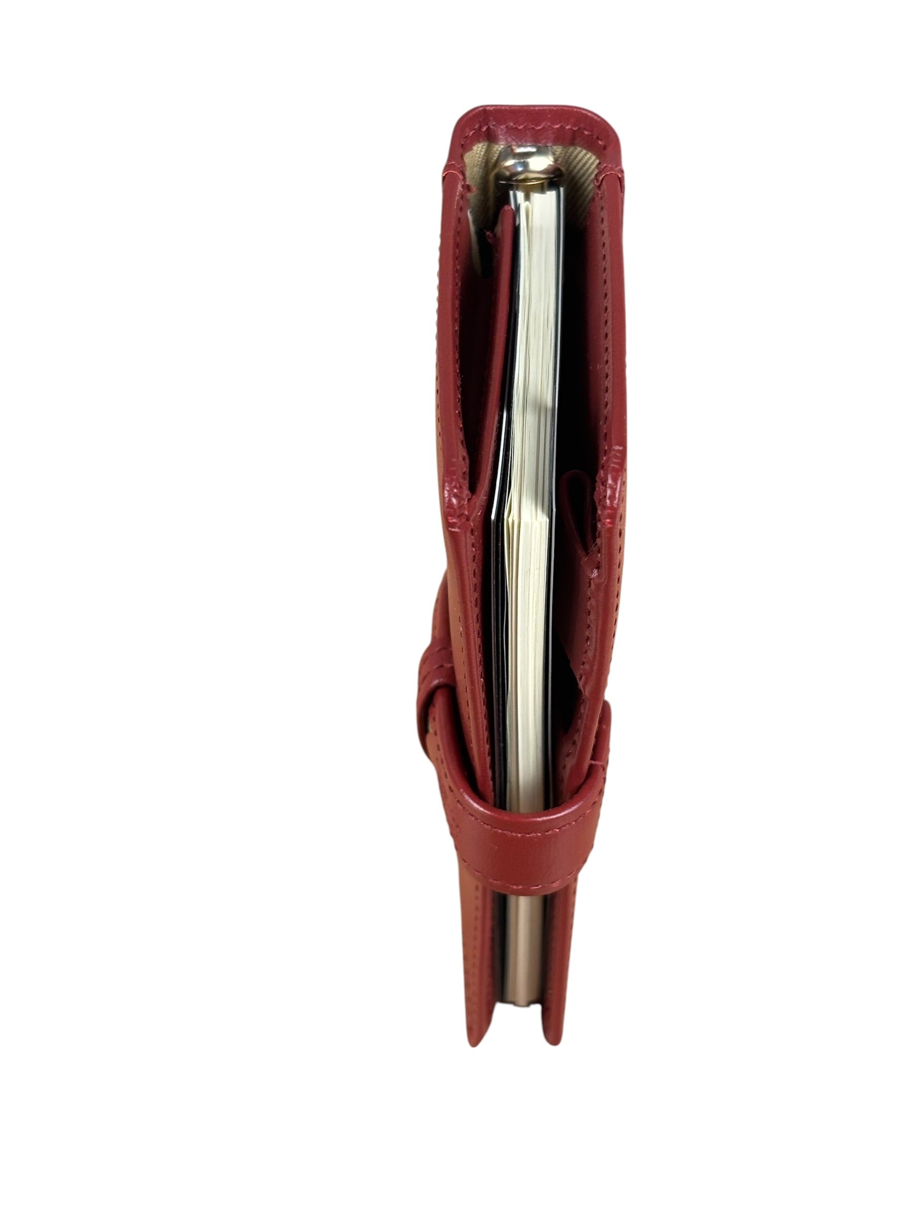 Burberry Red Leather London 5-Ring System Binder Planner