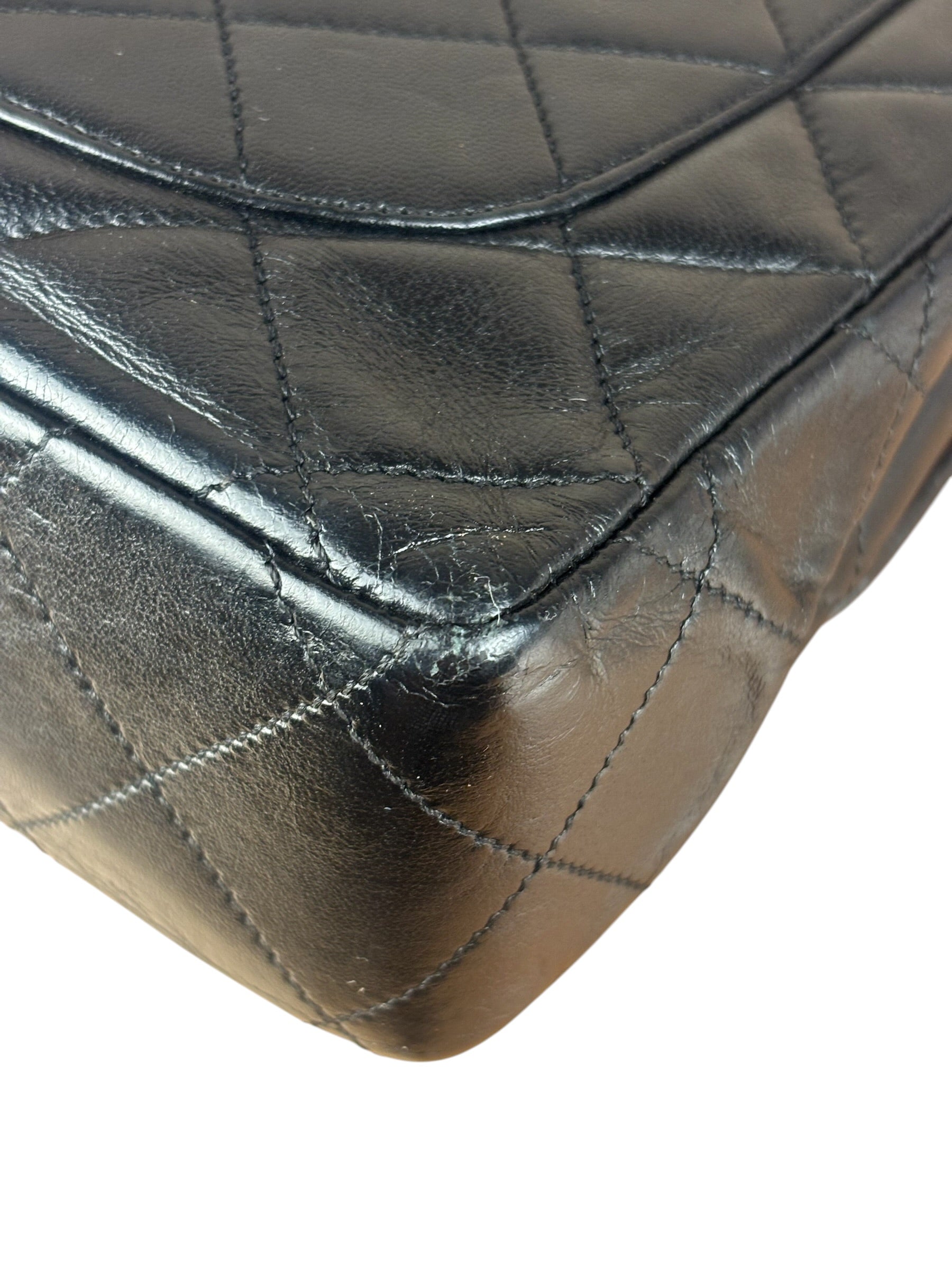 Chanel Black Quilted Two-Toned CC Double Flap Bag 90s