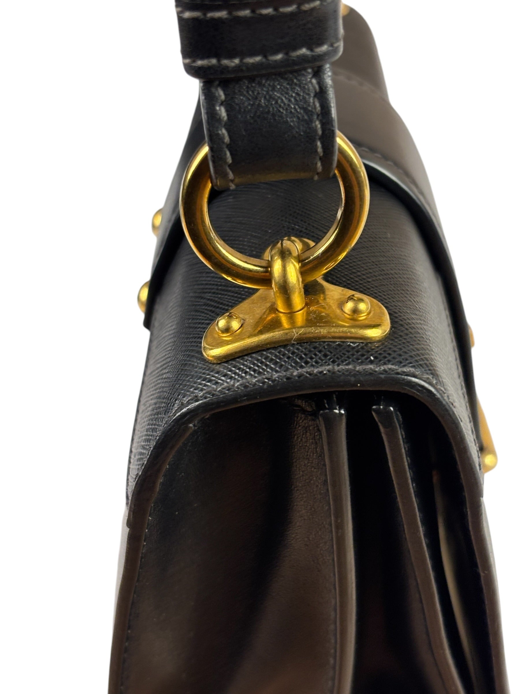 Prada Black Saffiano Leather Cahier Shoulder Bag