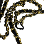 Chanel Vintage Black Lizard Leather Chain Flap Bag 1987