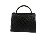 Chanel Vintage Black Caviar Quilted Leather Kelly Top Handle Bag 1996
