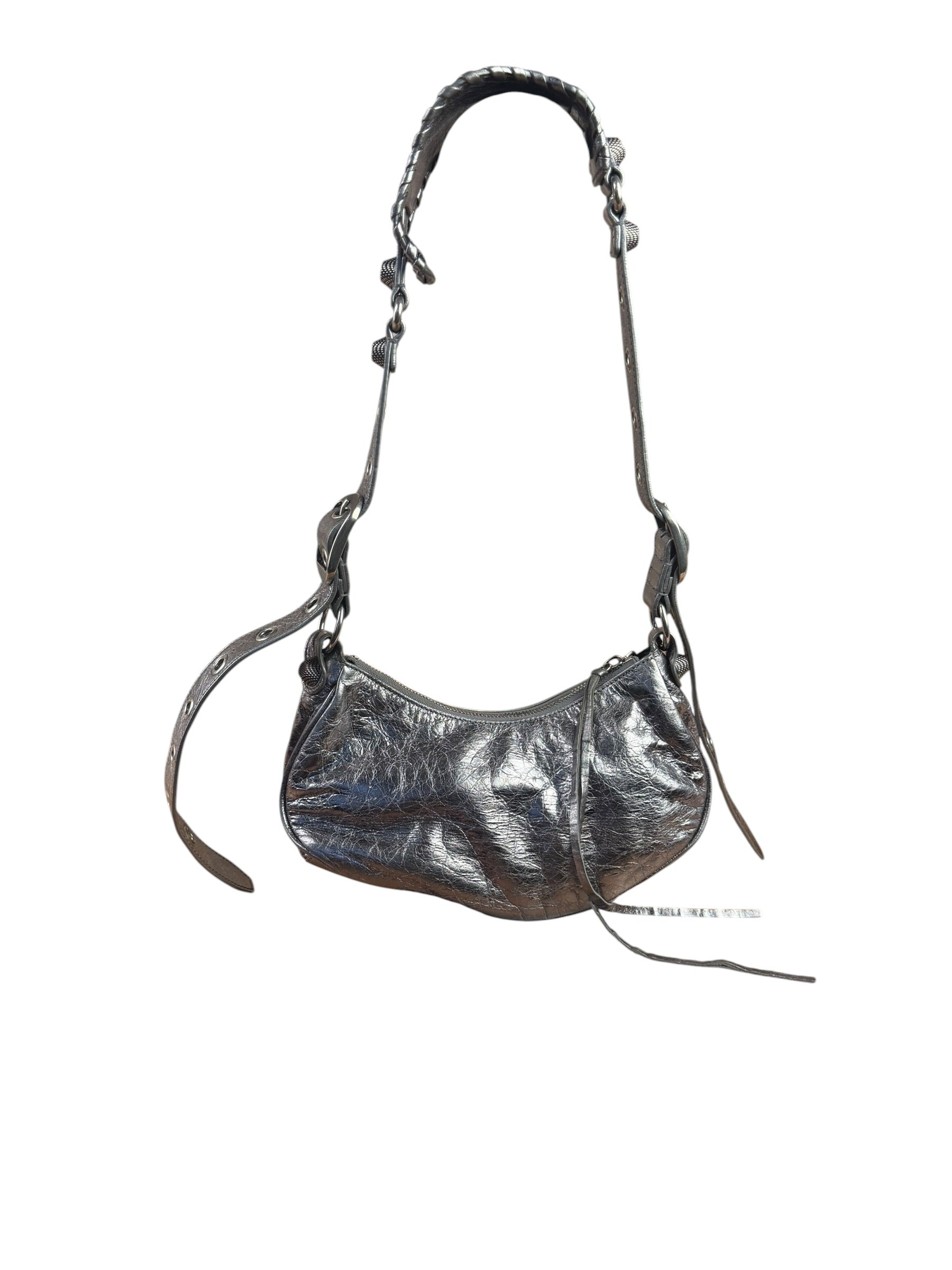 Balenciaga Silver Leather Le Cagole Shoulder Bag