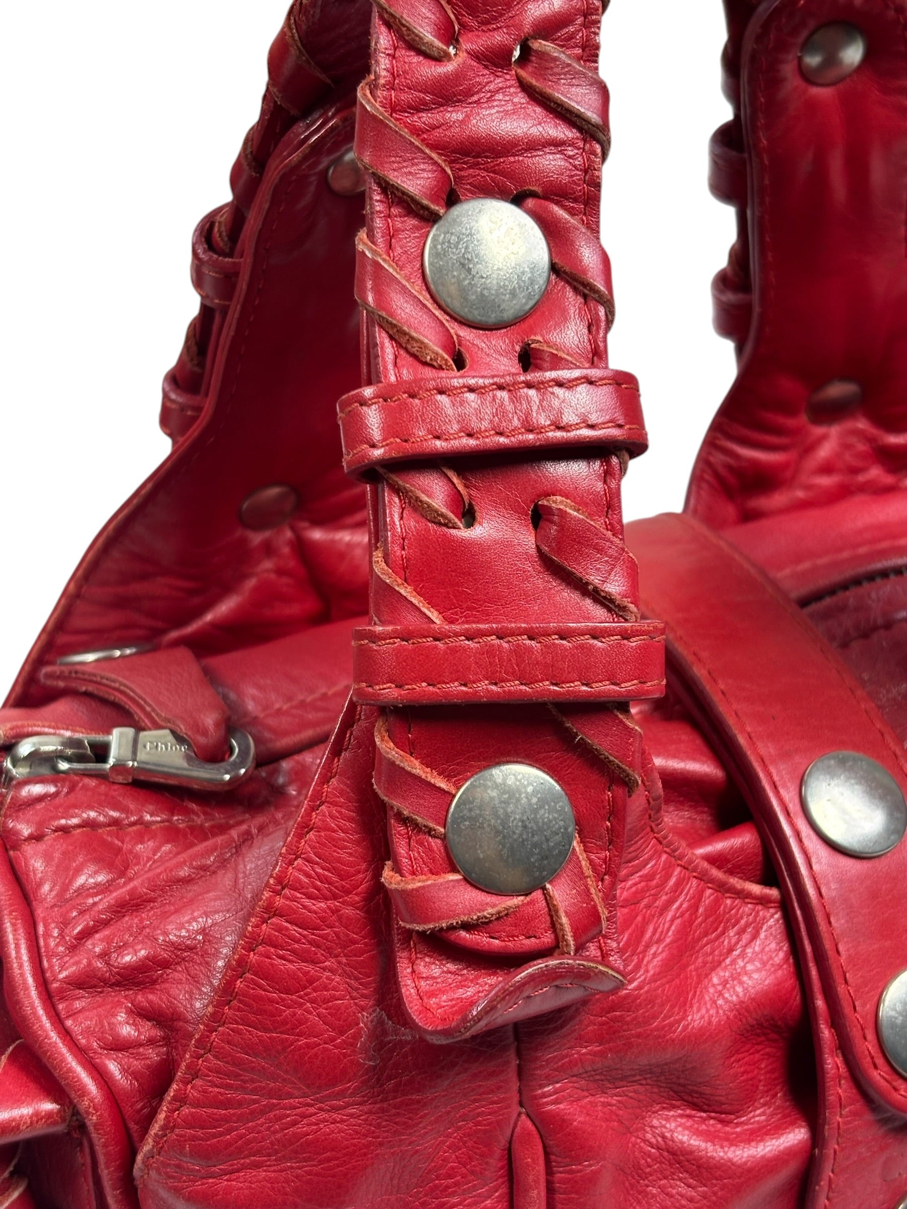 Chloe Red Leather Silverado Shoulder Bag