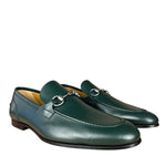 Gucci Green Leather Jordaan Horsebit Loafers