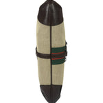 Gucci Brown/Beige Leather Trim Reins Canvas Web Hobo Bag