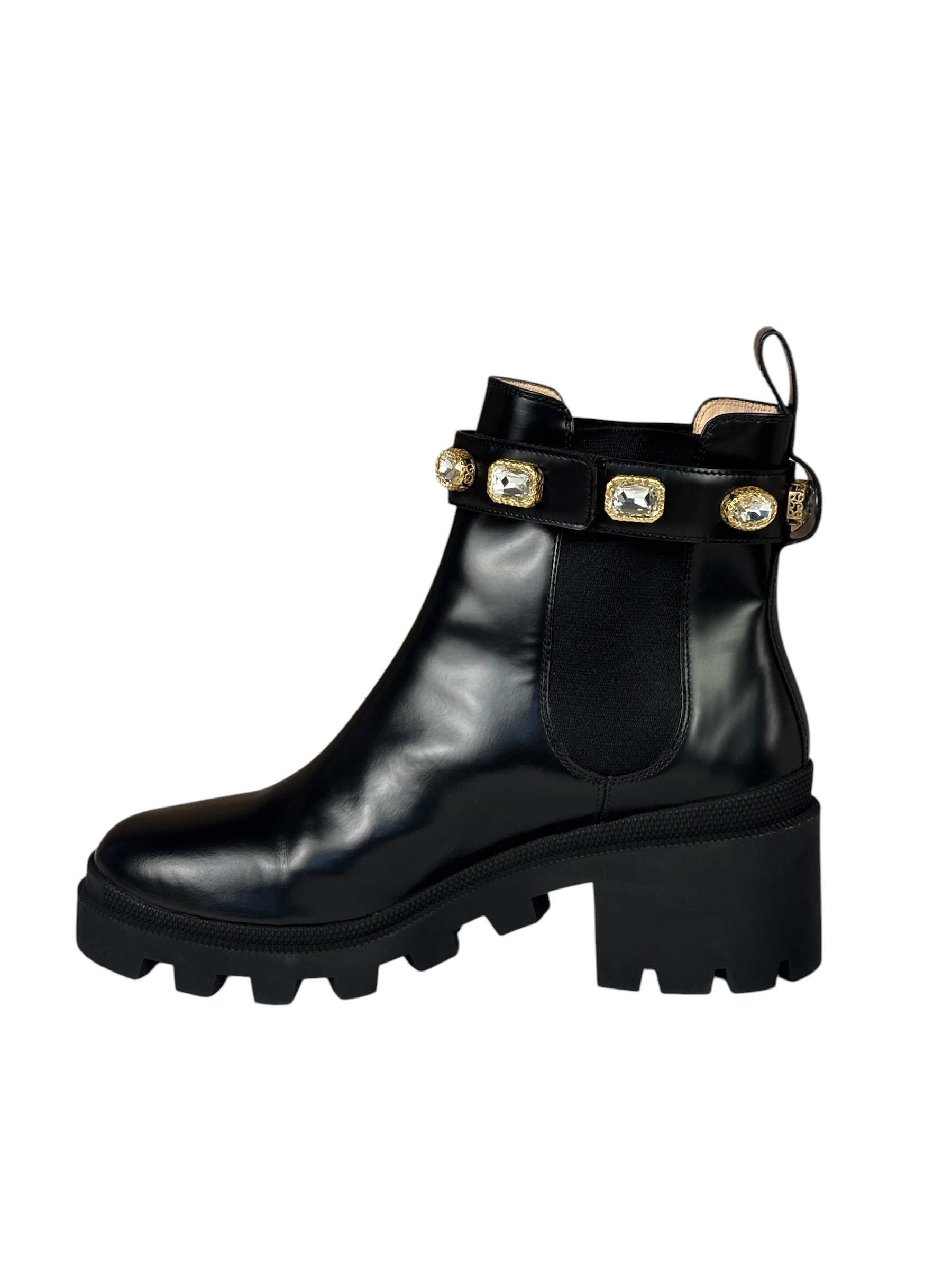Gucci Black Kingsnake Leather Chelsea Ankle Boots