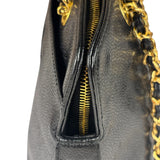Chanel Vintage Black Caviar Leather Timeless Chain Shoulder Tote 1998