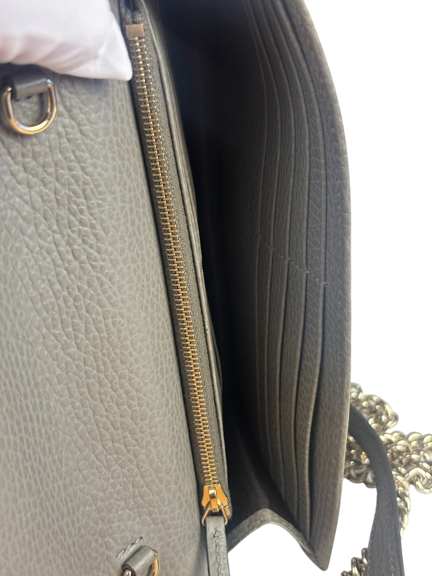 Gucci Grey Leather Wallet On Chain