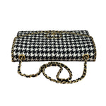 Chanel Houndstooth Tweed Heart Chain Flap Bag 2024