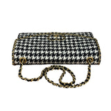 Chanel Houndstooth Tweed Heart Chain Flap Bag 2024