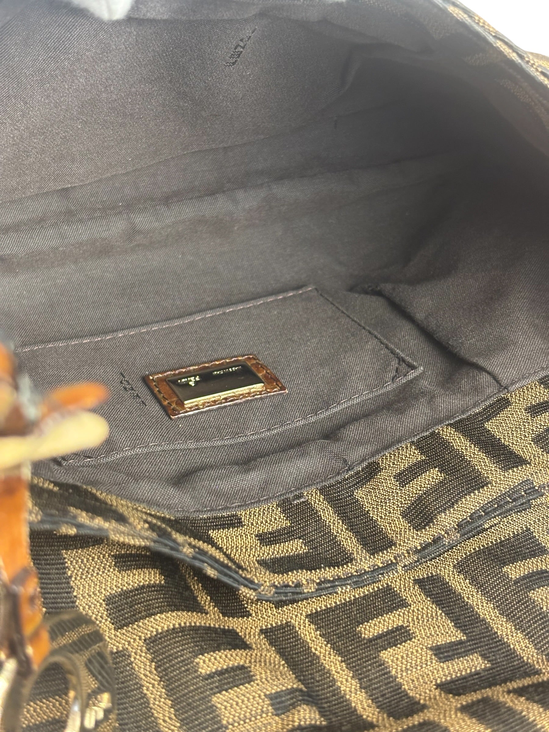 Fendi Zucca Brown Monogram Canvas FF Chef Shoulder Bag