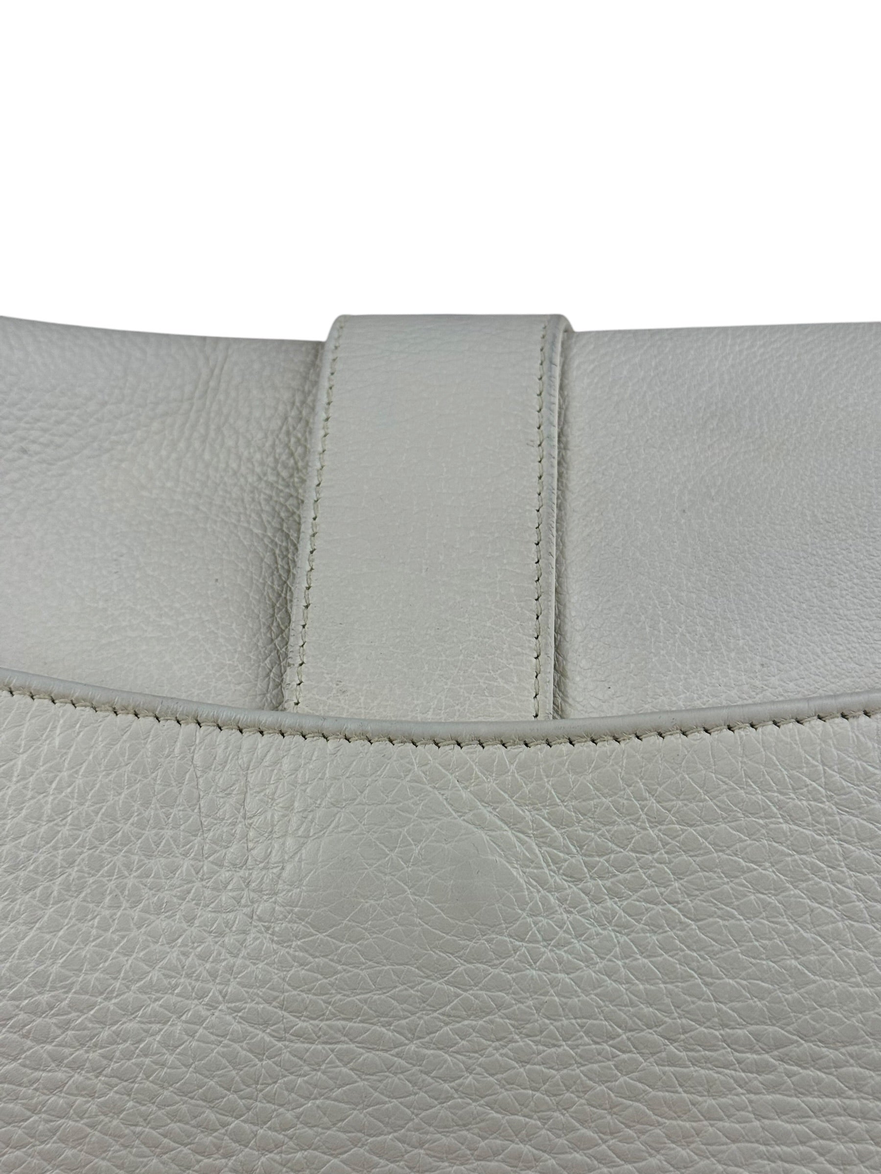 Christian Dior White Leather Gaucho Double Saddle Shoulder Bag