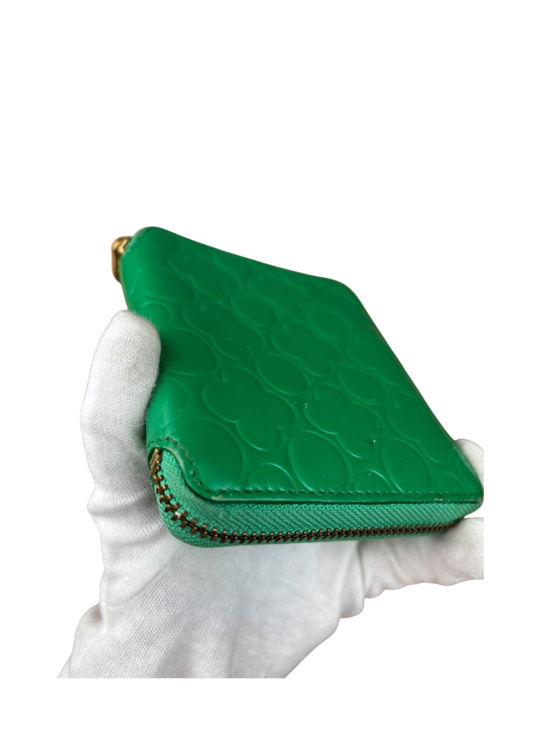 Comme Des Garcons Green Zip Around Wallet
