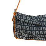 Fendi Orange Leather Trim Zucca Pochette