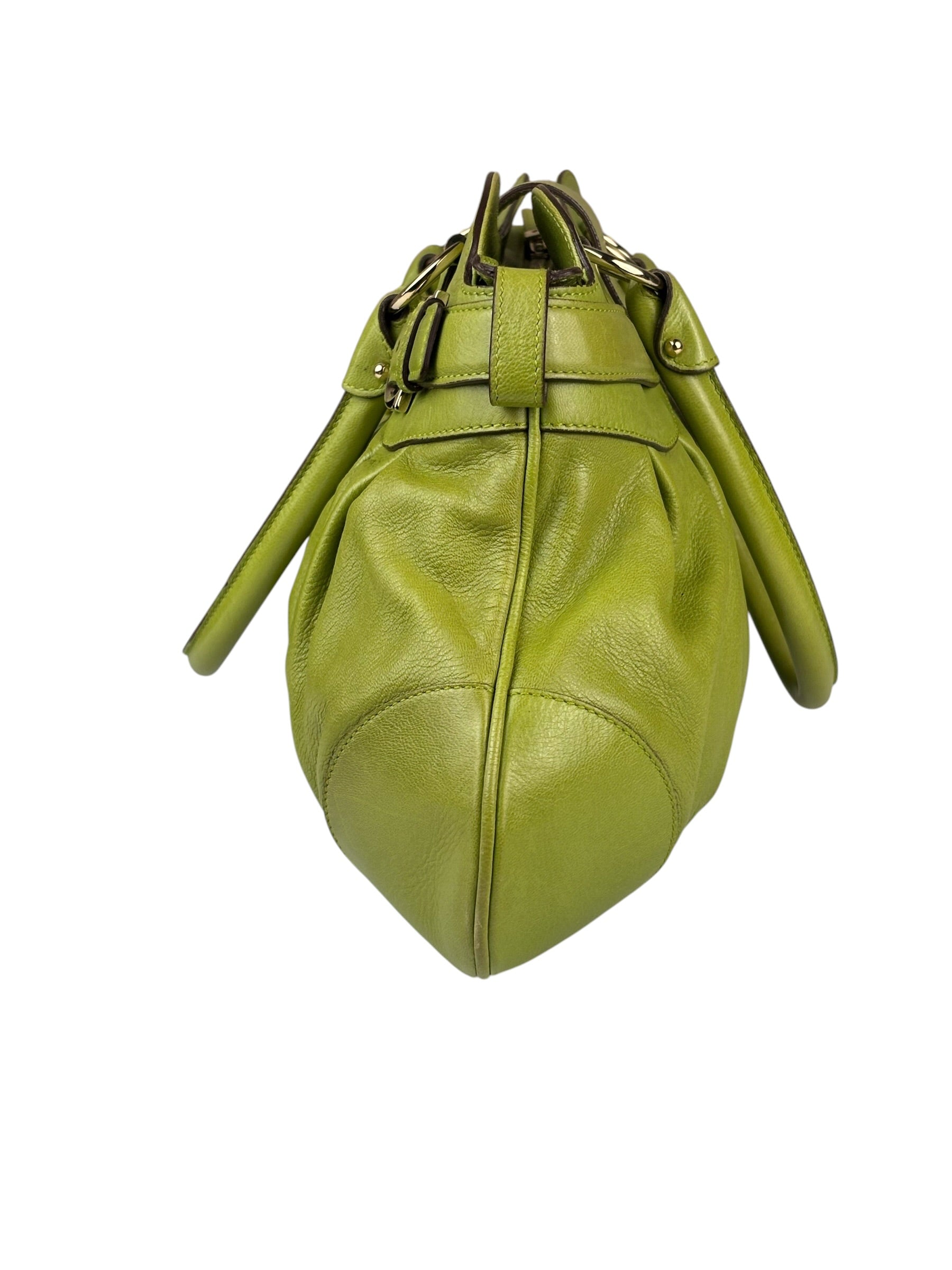 Salvatore Ferragamo Green Leather Marisa Shoulder Bag