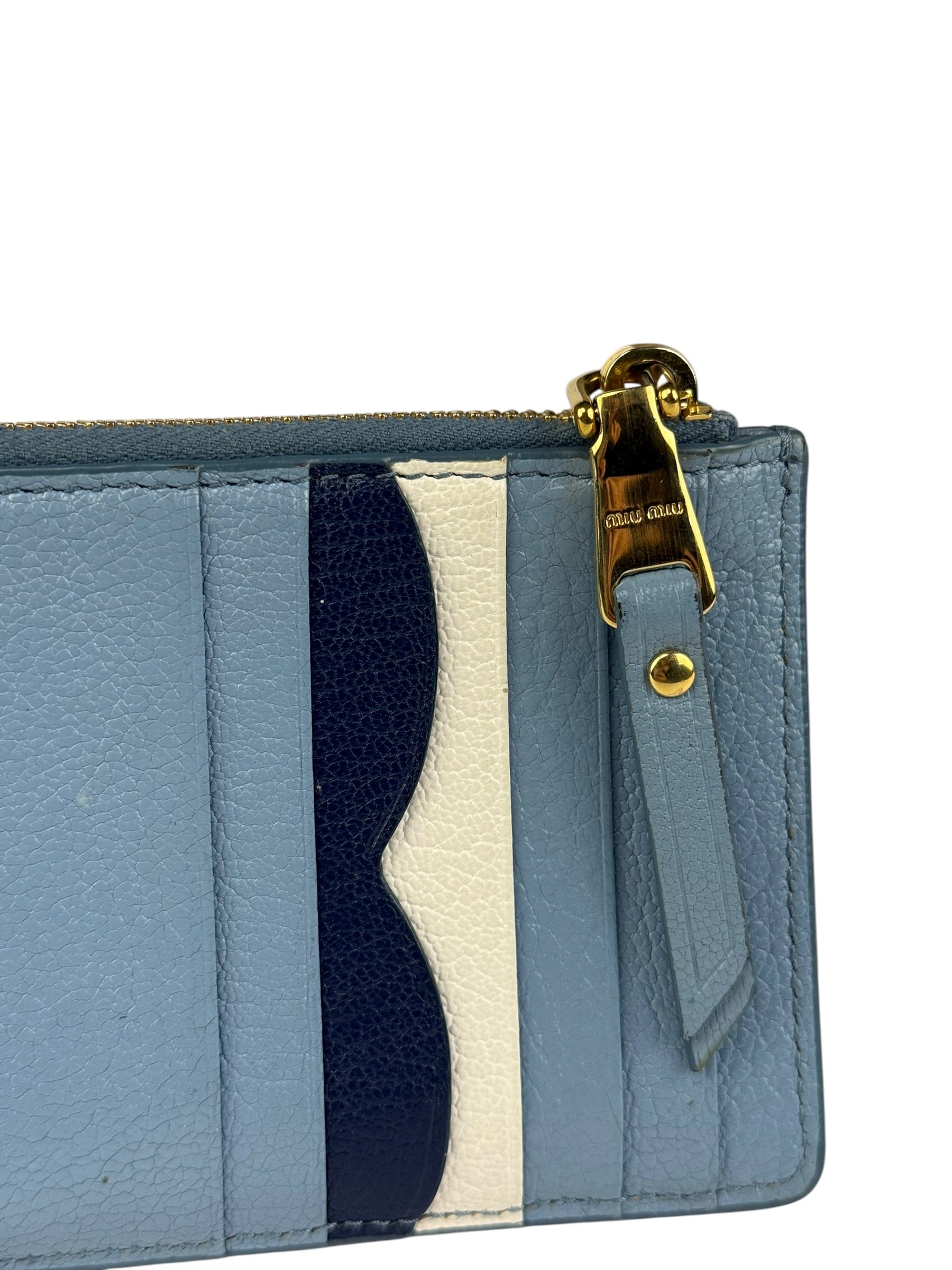 Miu Miu Vintage Blue Zip Cardholder