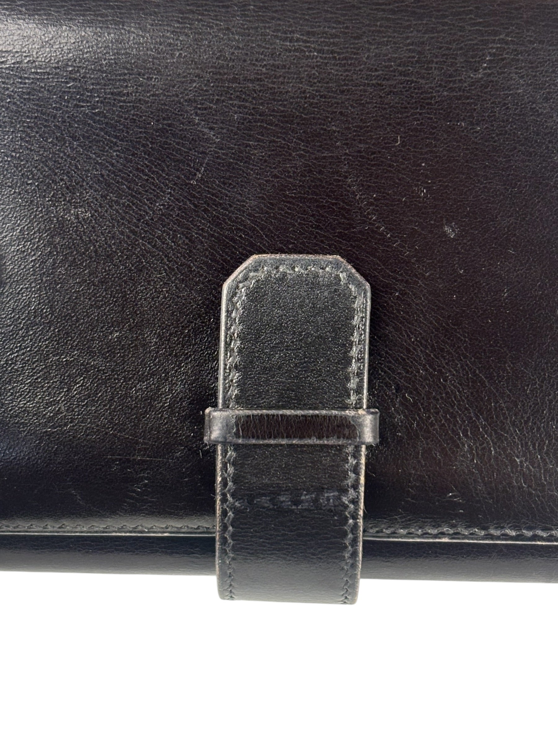Hermes Vintage Black Box Leather Julia Compact Wallet 1995