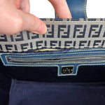 Fendi FF Buckle Navy Zucca Tote Handbag